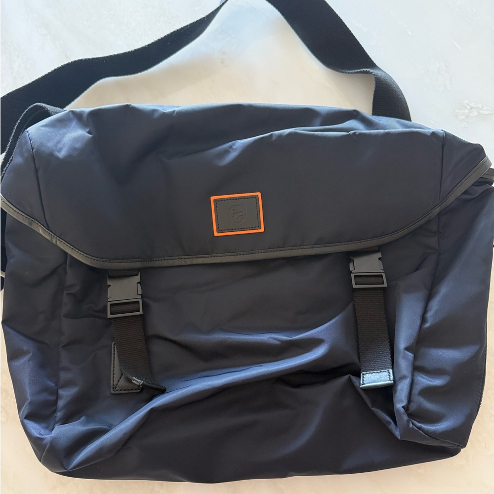 PAUL SMITH Men's Blue Nylon with Leather Trims Flap Messenger Bag